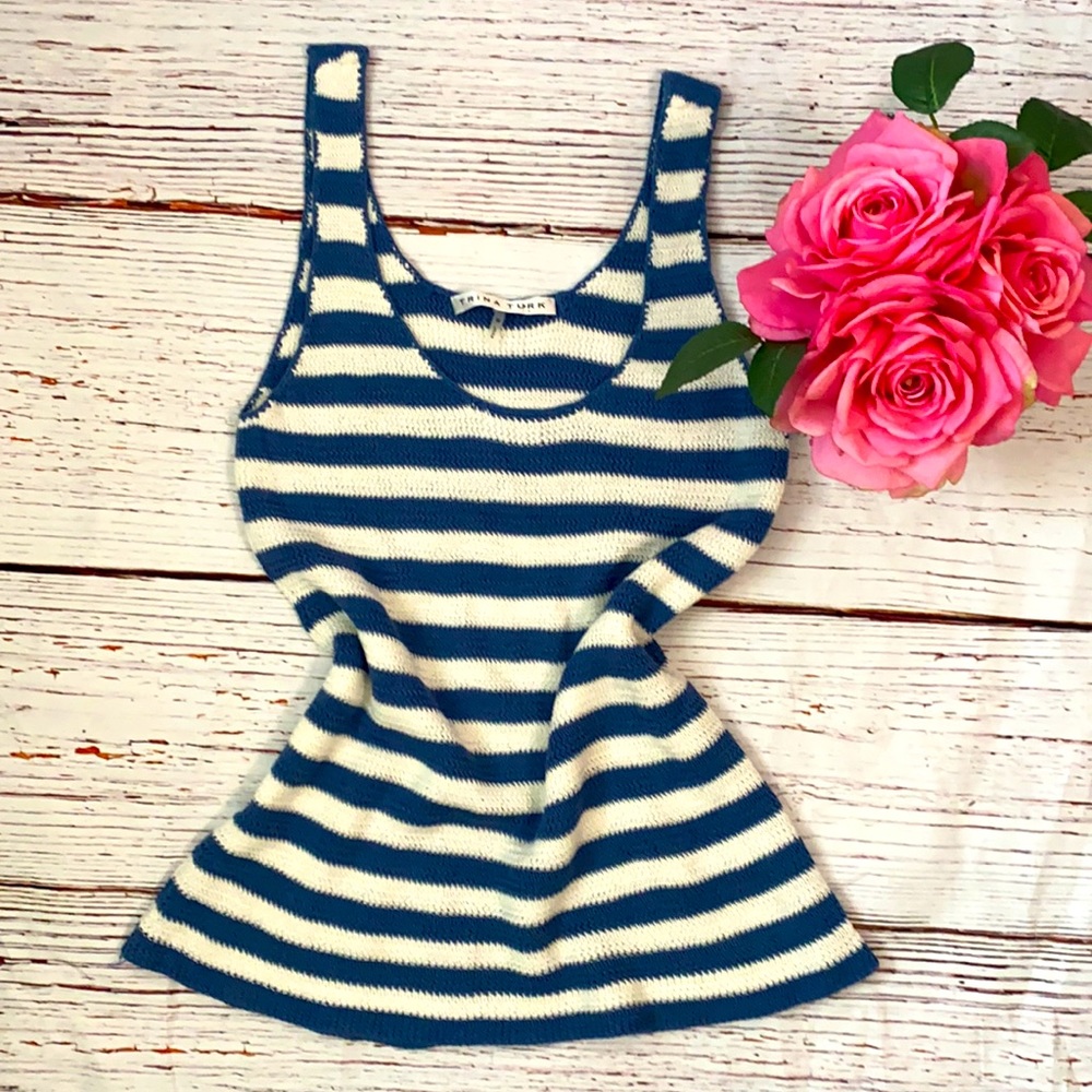 Trina Turk Knit Striped Tank Top Medium